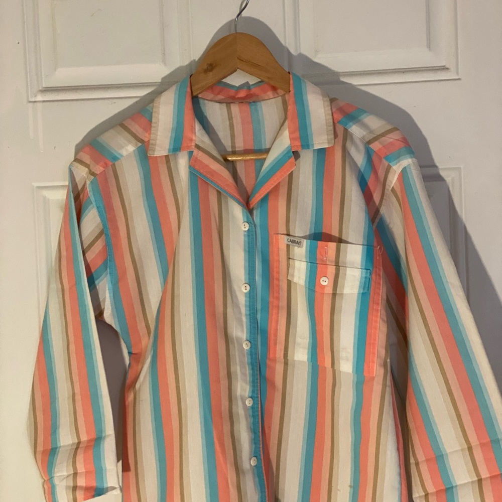 Orange and Blue Button Down Shirt with Classic Collar